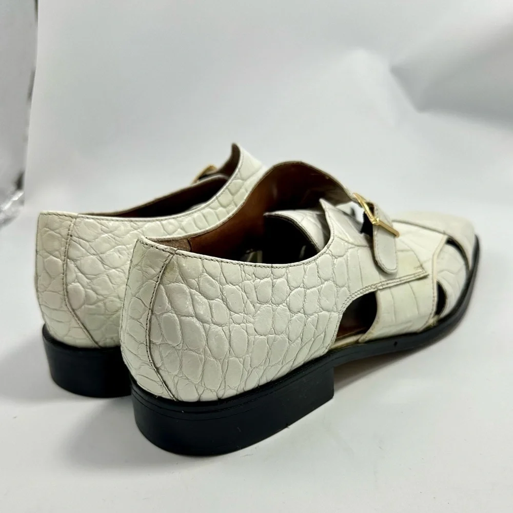 Marco Vicci white croc embossed city sandal loafers size 10.5